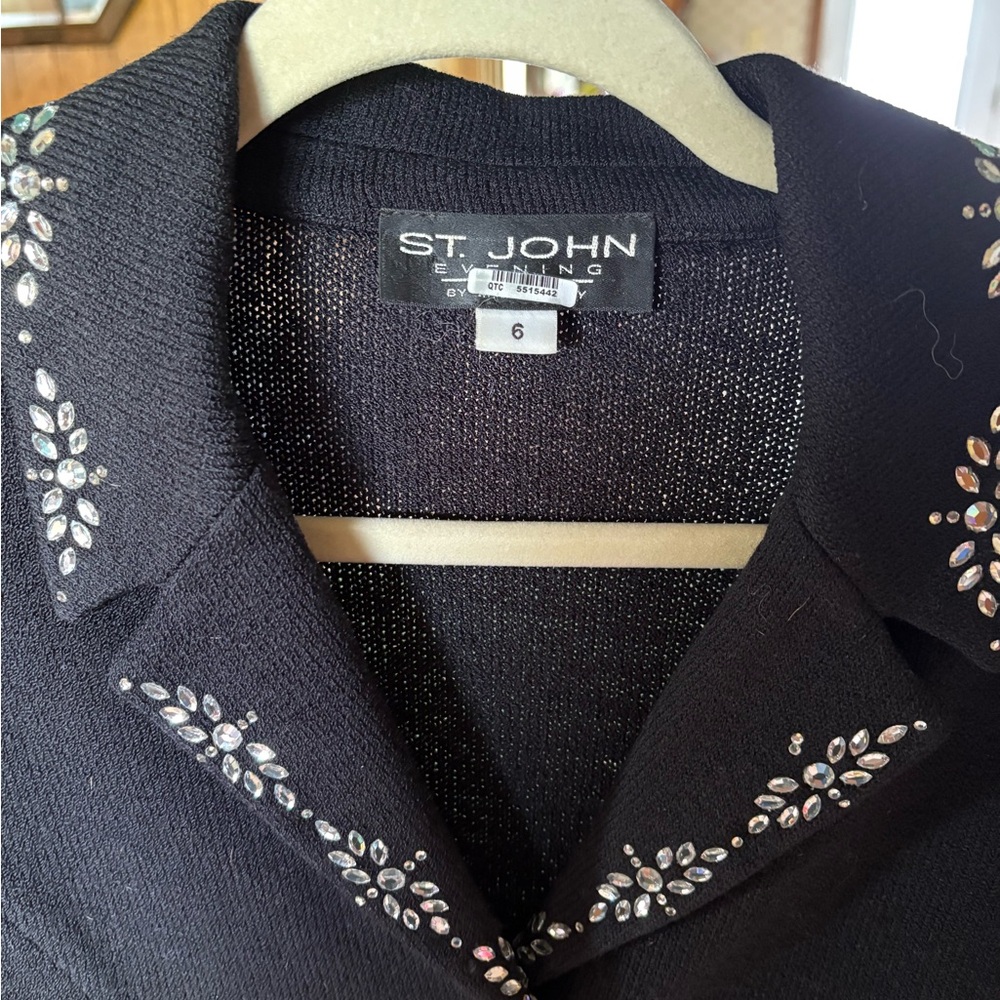 St. John Black Embellished Blazer